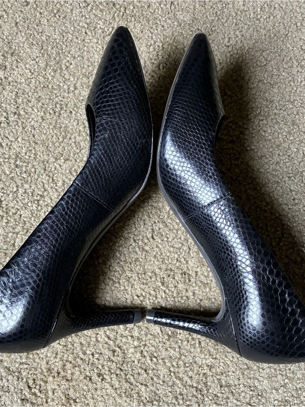 Rockport Black Leather High Heels Snakeskin Pointed-Toe Pumps Shoes Size 6.5 - Picture 7 of 13